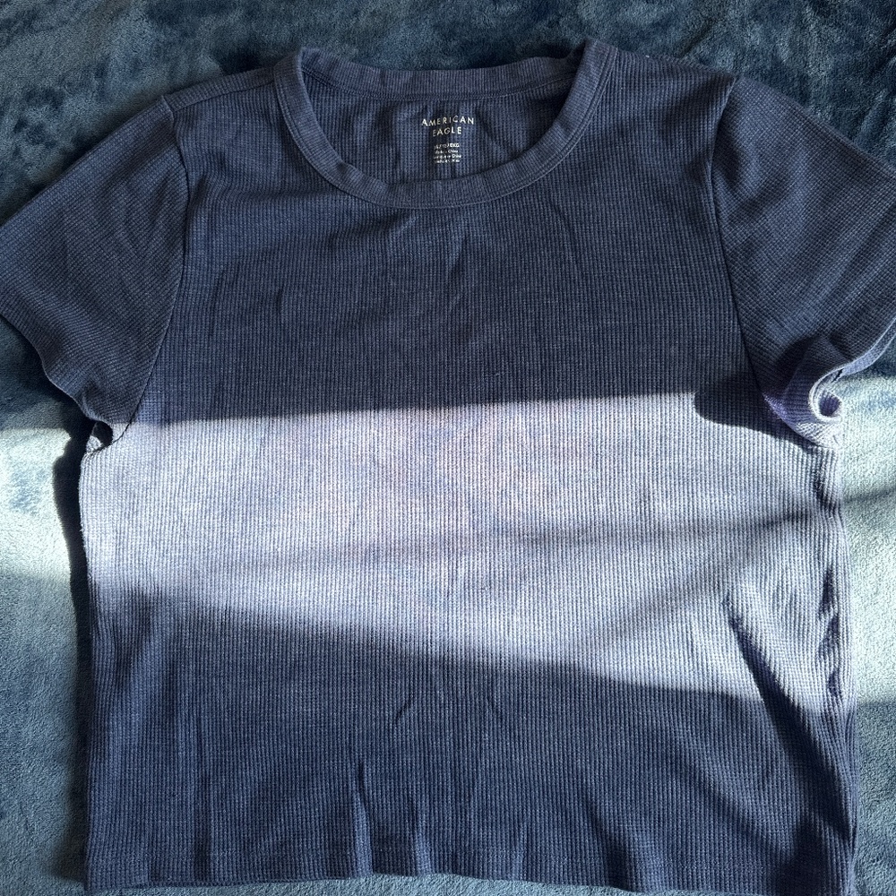 Dark Blue AE fitted Crop top/ Worn 2-3 times